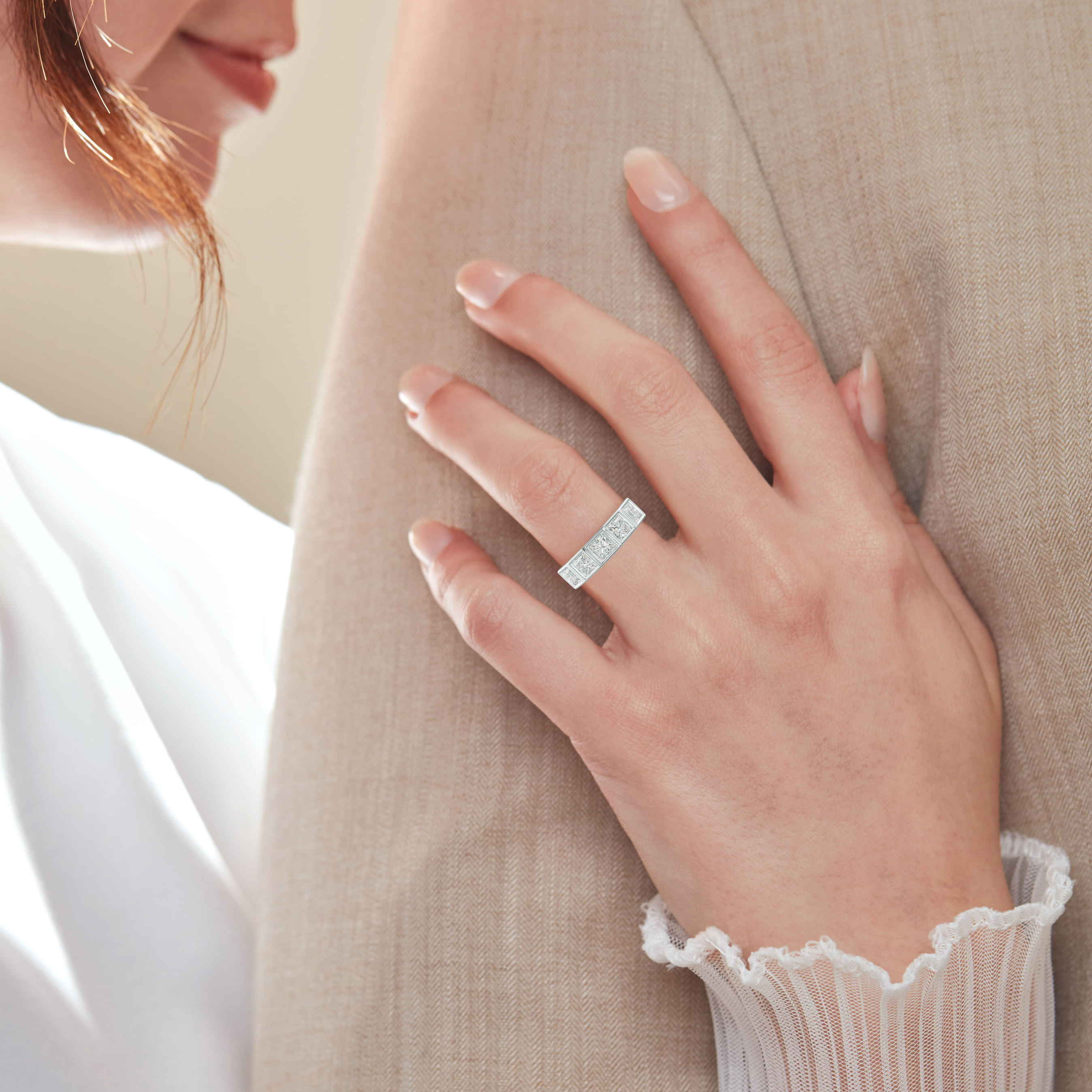 3.0 Carat Bezel Set Princess Cut Diamond Anniversary Band